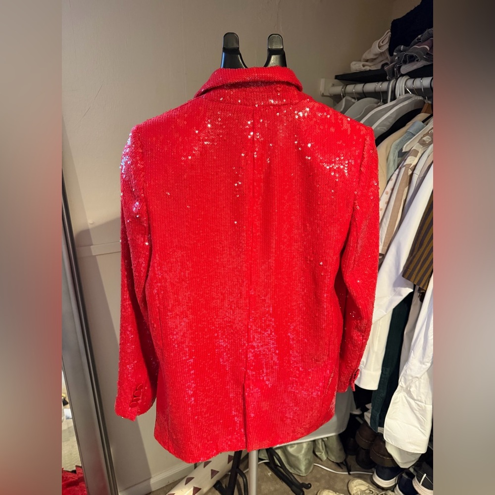 Zara Red Sequin Pantsuit - Picture 4 of 9